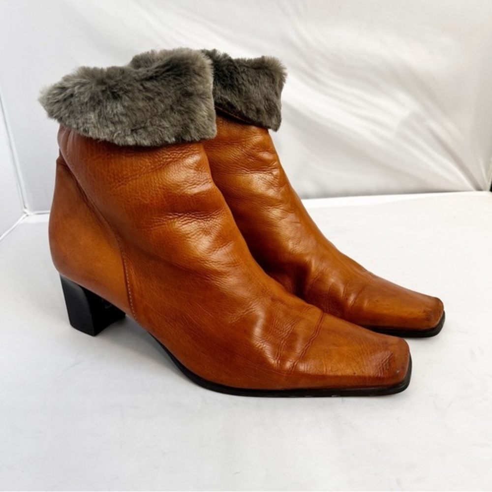 Diane B. Milano Tan Leather Boots dual wear chunky heels size 40